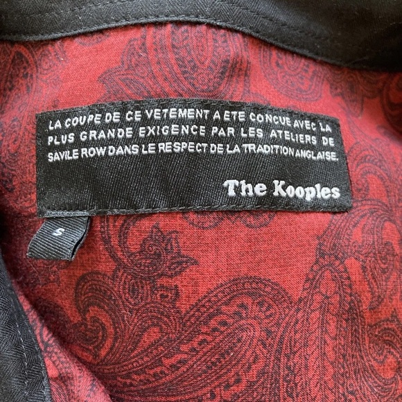 The Kooples Blouse red cotton & silk long sleeve sheer size Small oriental - Picture 5 of 7
